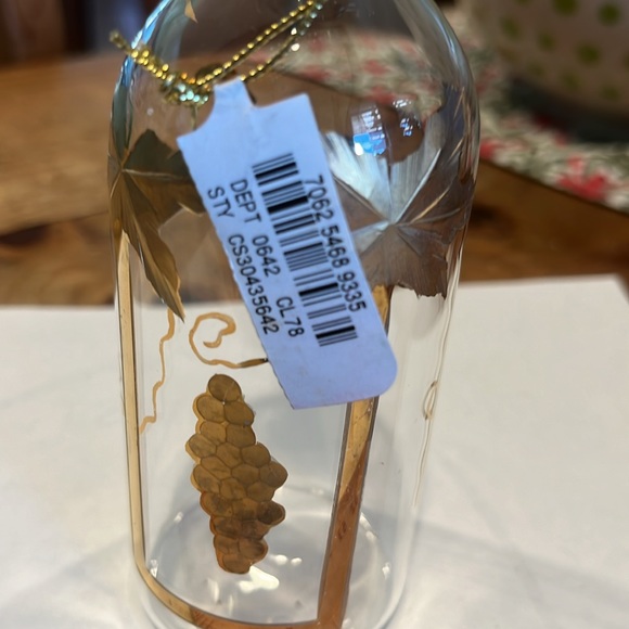 Roman Inc. Wine Bottle Ornament Etched Gold on Clear Glass - Picture 6 of 6